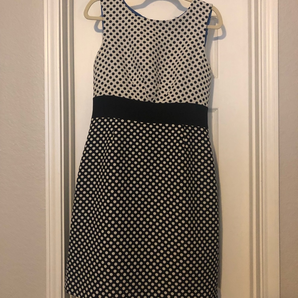 Tahari black and white polka dot dress